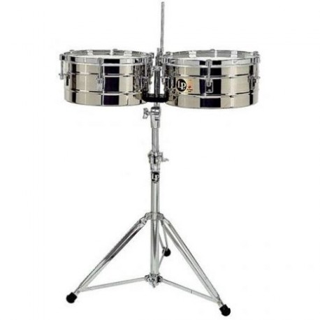 Timbales LP 14/15Cromado con Atril Soporte para cencerro LP257S - Envío Gratuito